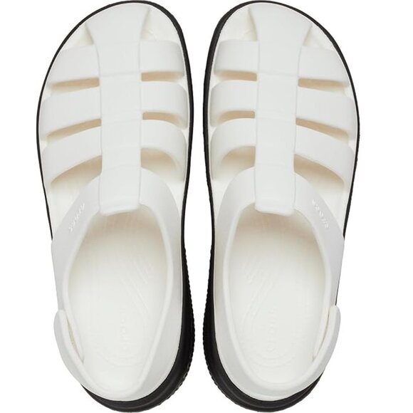 CROCS Stomp Fisherman Sandals NEW Women's 9 Off White Black Chalk Platform - Picture 5 of 5